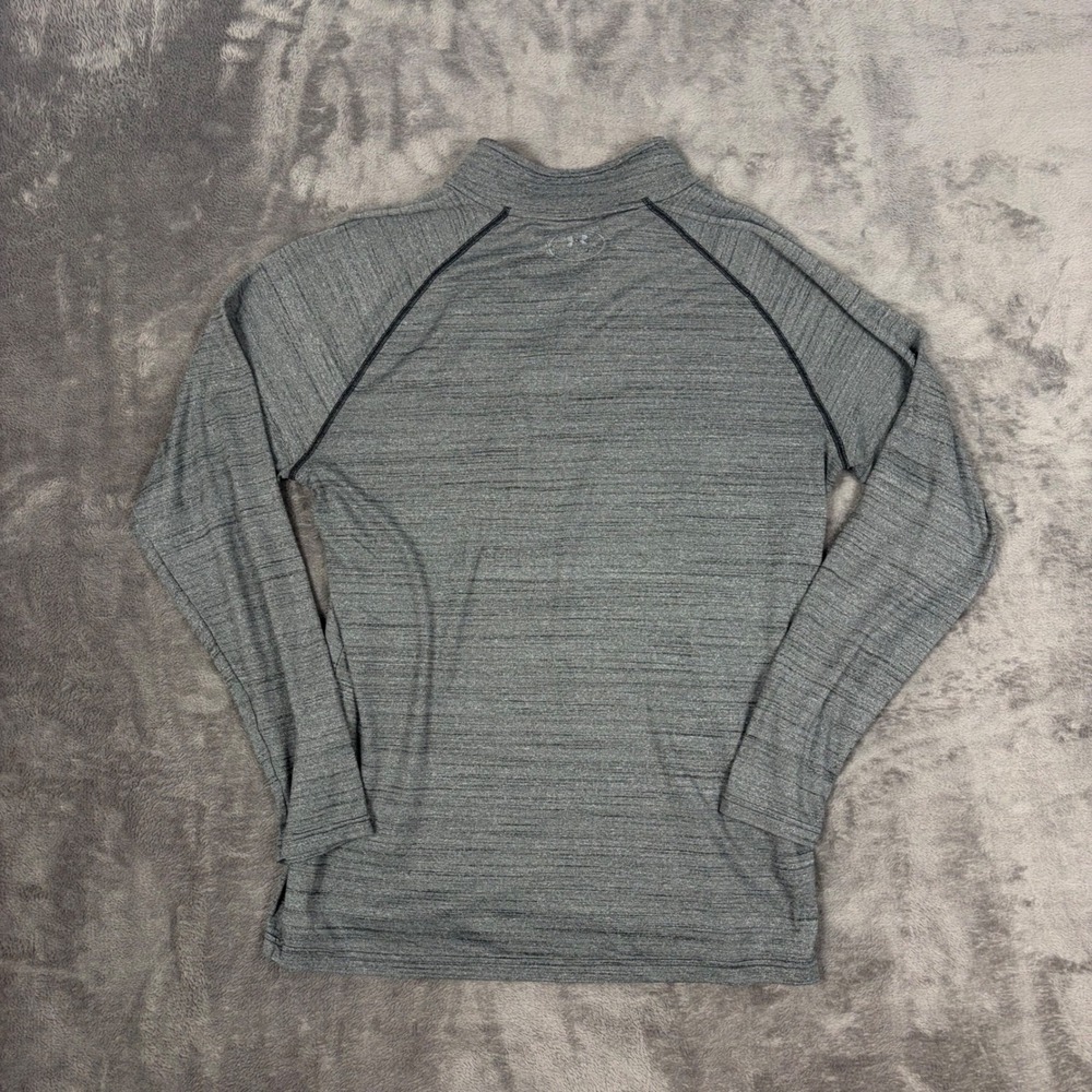 Under Armour Pullover Mens Large Gray Orange Quarter Zip Athletic Running Fleece - Picture 2 of 7